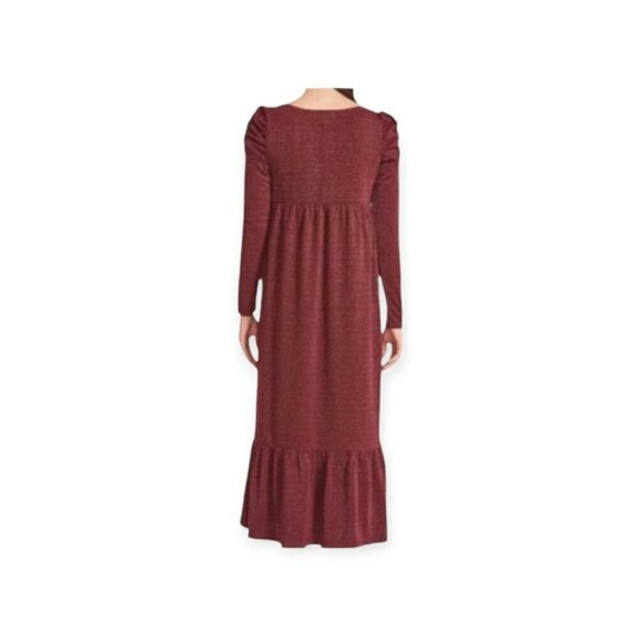 Betsey Johnson Metallic Rib Midi Dress Wine Size S - Picture 4 of 10